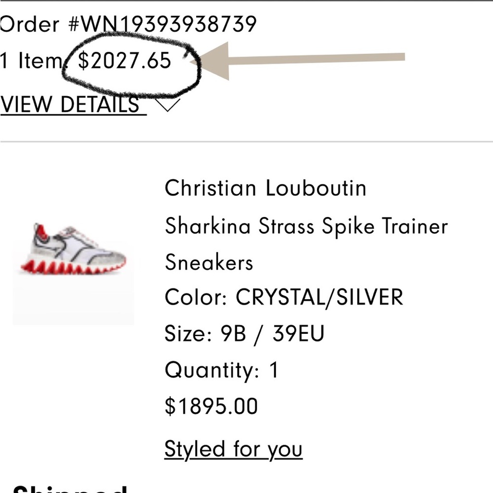 BNIB Christian Louboutin Sharkina Strass Spike Sneakers - Picture 7 of 15